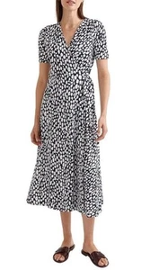 Sportscraft Size 16 Dash Print Wrap Midi Dress Cotton Modal - Picture 1 of 14