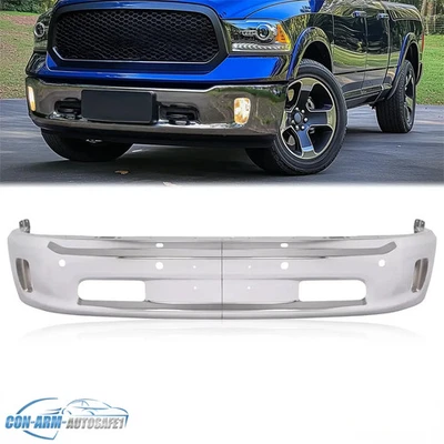 Front Bumper Face Bar For 2013-2018 RAM 1500 Steel Chrome With Holes 68160857AA - Image 1 of 4