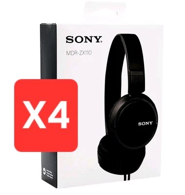 SONY MDR ZX110 Wired Stereo Headphones - Black Sealed 4 Pack ($7 Per Piece) - Image 1 of 4