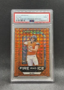 Bo Nix PSA 9 2024 Obsidian - Fire & Ice Orange Mosaic #18 Rookie Card Broncos - Picture 1 of 2