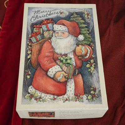 NOS 1998 LANG Susan Winget Boxed Christmas Cards Santa Olde St Nicholas 18 Linen - Image 1 of 4