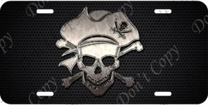 Etiqueta de placa de tocador de aluminio para coche Pirate Skull Crossbones Jolly Roger (LP29) - Imagen 1 de 5