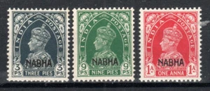 India - Nabha 1941-45 India valores opcionales a 1a SG 95, 97 y 98 MH - Imagen 1 de 1