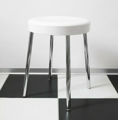 70s CARRARA & MATTA S501 vintage stool chair space age white chrome Italy made - Image 1 of 4