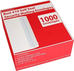 #10 Envelopes Letter Size Self Seal | 1000 Business Mailing Security Peel and... - Picture 1 of 5