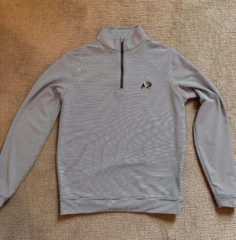 Colorado Buffaloes Men's Peter Millar Perth Sugar Stripe Performance Quarter-Zip Cover