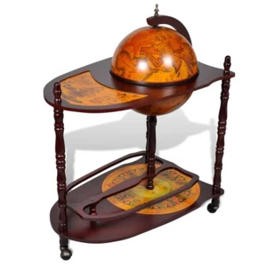 vidaXL Globe Bar Wine Stand Eucalyptus Wood Freestanding - Picture 1 of 6