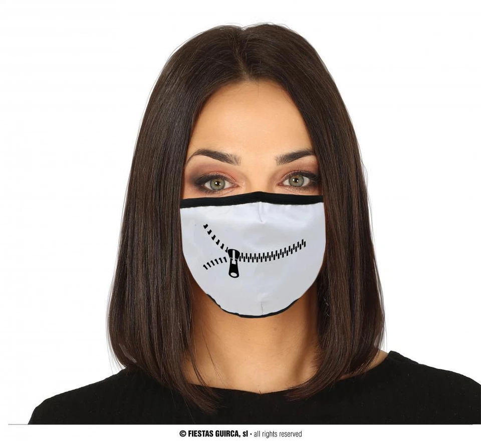 Maschera viso bianca stampa bocca zippata - Immagine 1 di 1