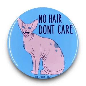 Sphynx Cat No Hair Pinback Button Badge Handmade Retro Pet Art Gift 2.25" - Picture 1 of 20
