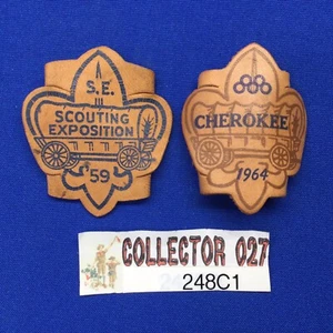 Boy Scout 1959 Scouting Exposition y pañuelo de cuero Cherokee 1964 extensiones 24 - Imagen 1 de 3