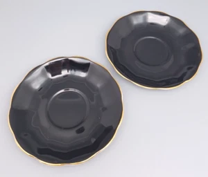 Juego de 2 platillos Royal Albert Milady Series 5,5"" negros y dorados - Imagen 1 de 6