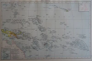 Viktorianische Karte 1896 von POLYNESIEN The Times Atlas 1. Gen - Bild 1 von 2