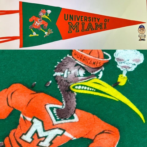 Vintage Miami Hurricanes Florida Football University Pennant 11.5x30 Cover