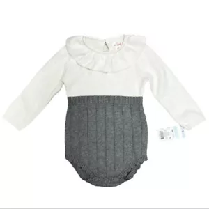 Traje superior Cat & Jack bebé niña 18M suéter jumper de una pieza gris gris blanco - Imagen 1 de 13