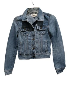 SO Denim Jean Cropped Jacket Juniors Sz Small - Picture 1 of 12