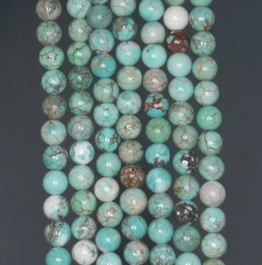 6MM TURQUOISE HOWLITE GEMSTONE ROUND LOOSE BEADS 15.5" - Picture 1 of 4
