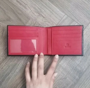 BRAND NEW Bally Black Wallet Red Inside Leather With Box - Picture 1 of 7