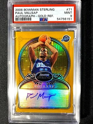 2006 PSA 9 MINT Bowman Sterling Gold Refractor Paul Millsap Auto RC /219 G1815 - Image 1 of 2