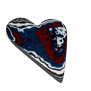 Fordite Polished Heart for Pendant Red White Blue Orange Love Valentines Day - Picture 1 of 7
