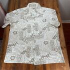 Maui Trading Company Shirt Mens Xl White Gray Floral Button Up Camp Short Sleeve