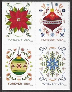 USA Sc. 5944a (F) Holiday Joy 2024 MNH block of 4 II - Picture 1 of 1