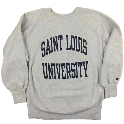 Vtg 90s St Louis University Champion Reverse Weave Sweatshirt USA Spell Out XL - Image 1 of 4