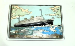 1823-1948 Holland America Line 75th Anniversary Paperweight Copper Enamel Glass - Picture 1 of 4