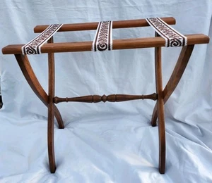 Vintage Hotel Wooden Luggage Rack Holder - Picture 1 of 8