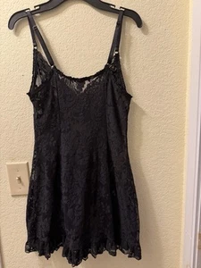 Vintage Victorias Secret Black Lace Chimise Teddy Medium - Picture 1 of 6