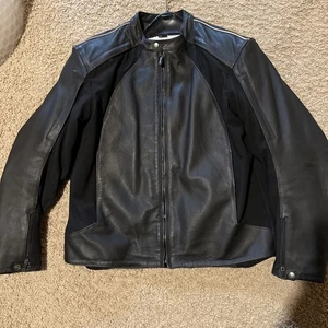 Street & Steel armored Black Leather Motorcycle Jacket With Liner Large - Picture 1 of 17