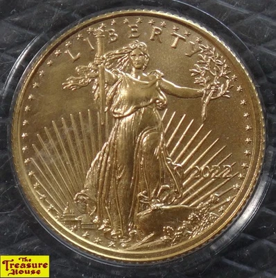 2022 American Eagle G$5 USD 1/10 OZ-T Tenth Troy Ounce Gold Coin Type 2 Bullion - Image 1 of 4