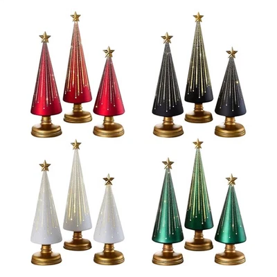 Árboles de Navidad Estrellados Noche 3 Piezas Resina Árbol de Navidad con Luces Vacaciones Foto 1 de 4