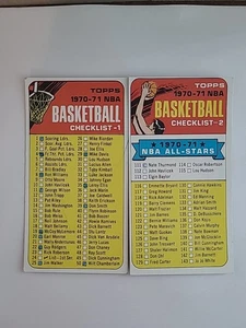 1970-71 TOPPS LISTA DE VERIFICACIÓN #2 TARJETA ALTA #101 TARJETA DE BALONCESTO - Marcada - Imagen 1 de 5