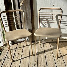 2 Vintage Hamilton Cosco “Fashionfold” Gate Leg Folding Chairs MCM Heavy Duty