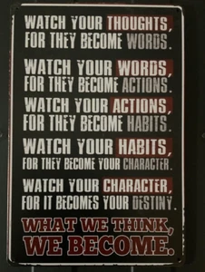 What We Think We Become - Inspirational Metal Wall Sign - great Gift - Picture 1 of 1
