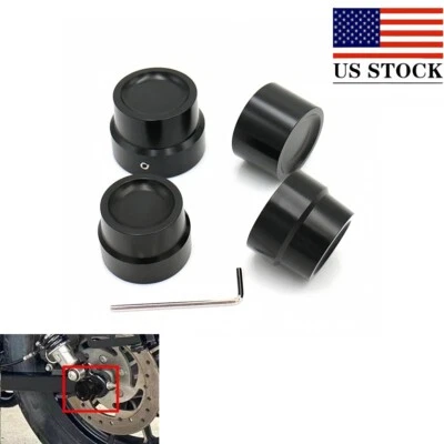 Aluminum Black Axle Cap Nut Covers For Harley Softail Deluxe FLSTN 2007-2016 Foto 1 de 4