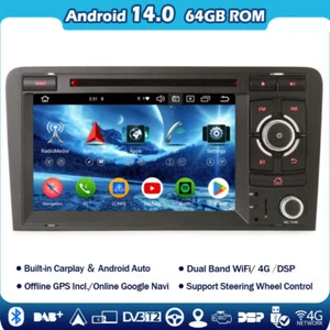 Android 14 Car Stereo DVD Radio 64G Carplay Sat Nav for AUDI A3 S3 RS3 RNSE-PU - Picture 1 of 16