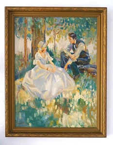 Pintura antigua impresionismo romanticismo período M. Jensen después de Pruett Carter - Imagen 1 de 5