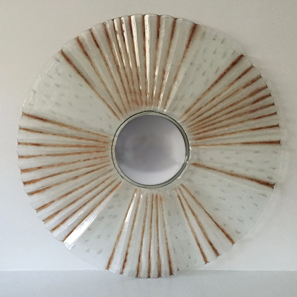 Espejo de pared decorativo escultura vidrio texturizado tinte marrón Foto 1 de 4