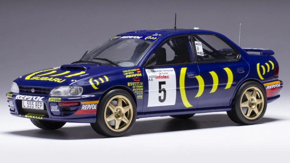 Modellino auto scala 1:24 Ixo SUBARU IMPREZA 555 WRC RALLY sainz moya 1995 - Immagine 1 di 1
