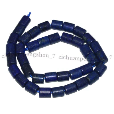 Natural Blue Lapis Lazuli Tube Barrel Column Gemstone Loose Beads 15'' Strand - Image 1 of 4