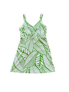 J. MCLAUGHLIN Dress Palm Leaf Green White Catalina Cloth Dress Sz Medium Stretch - Picture 1 of 5