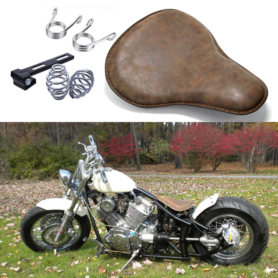 For Yamaha V-Star 250 650 950 1100 1300 Bobber Solo Driver Seat 3" Spring Saddle - Image 1 of 4