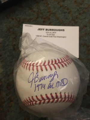 Бейсбольный мяч с автографом Джеффа Берроуза из ROMLB Texas Rangers 1974 AL MVP Tristar - Изображение 1 из 2