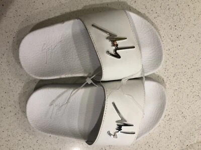NEW250$,Giuseppe Zanotti-White Leather Kids Sandal with Metal Signature Brett Jr - Image 1 of 4