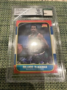 1986-87 Fleer The Collection Rolando Blackman Autographed game used Patch #11 - Picture 1 of 2