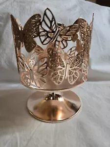 Candelabro de 3 mechas Bath & Body Works oro rosa brillo mariposa manga de metal - Imagen 1 de 7