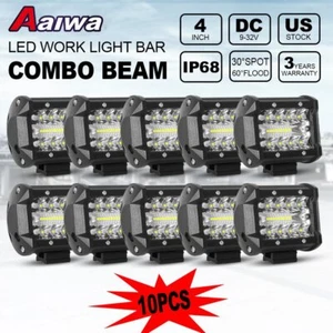 10PCS 4" INCH LED Light Bar Spot Flood Cube Pods Offroad Lights Truckr 4WD 4X4 - Picture 1 of 15