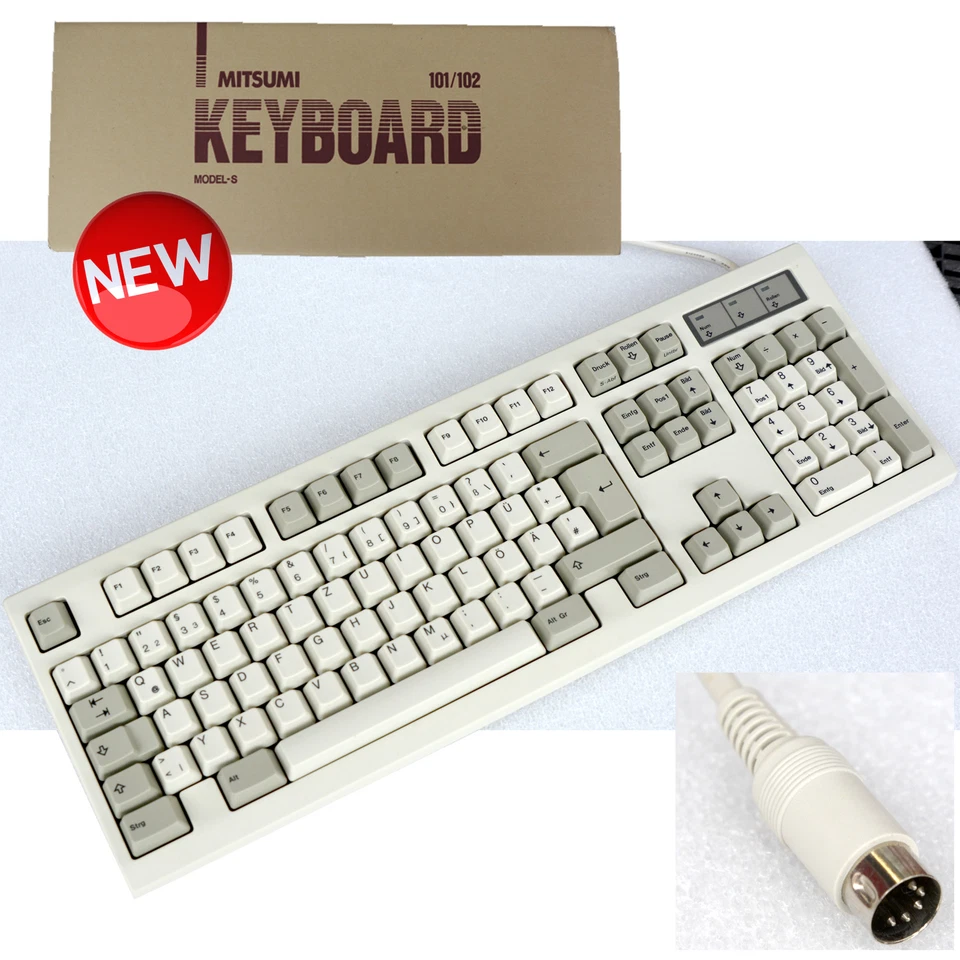 MITSUMI Vintage DIN Keyboard German Layout German QWERTZ Numeric Keypad S M456 - Image 1 of 4