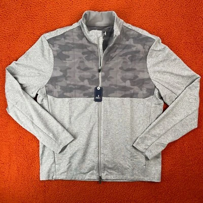 JOHNNIE-O Mens MEDIUM Godwin Camo Grey Performance Knit Full Zip Jacket NEW $228 - Image 1 of 4